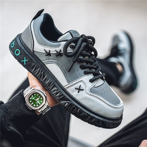 Chaussures de skate décontractées pour garçons, style Hong Kong, en microfibre respirante, maille ultra-fine, style streetwear coréen - Product Image 4