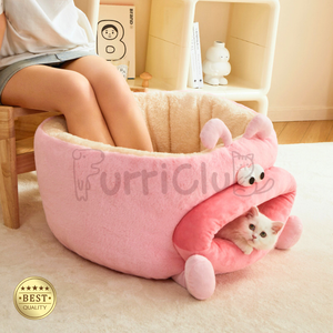 Divertido monstruo cerrado gato de peluche cama cueva para gatos de interior y perros pequeños cálido invierno casa para mascotas cabaña - Product Image 2