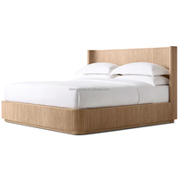 Lit en bois de chêne naturel européen Byron, lit moderne avec panneaux, couleur et taille personnalisables