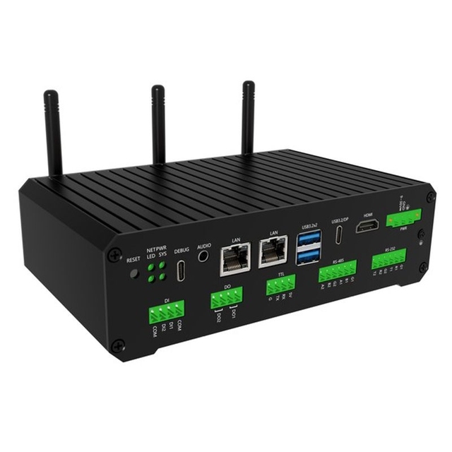 High Quality AI Industrial Box PC A8 RK3588 with 2x LAN, 4x USB, HDMI, RS232/RS485, WiFi/BT Embedded Edge Computing Computer Box