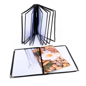Cubierta de cuero para menú de 8,5x11 pulgadas, soporte impermeable para libro de recetas de restaurante, menú transparente, esquina plateada, suministros para restaurante de <span class=keywords><strong>Hotel</strong></span> - Product Image 2