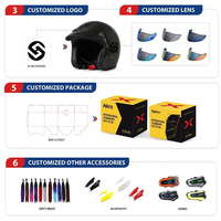 Casque de moto rétro en fibre de carbone, ouvert, léger, respirant, homologué 3C, trois-quarts
