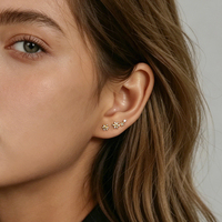 Boucles d'oreilles simples et polyvalentes en argent, bijoux en gros, plaqué or, avec un zircon rond, clous d'oreilles circulaires