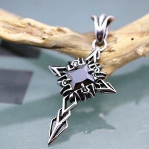 Collar con colgante de acero inoxidable para mujer y hombre, con circonita grande y engaste de garra, a la moda, para cadena de suéter, joyería infantil - Product Image 5