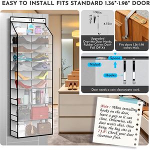 Over The Door Organizer 33x15x85cm 10 Compartments <b>Shoe</b> Rack With Hooks For <b>Shoes</b> <b>Storage</b> White - Product Image 5