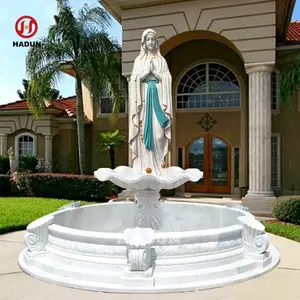 น้ำพุหินอ่อน Virgin Mary พร้อมรูปปั้นรูปปั้นขนาดใหญ่สำหรับกลางแจ้ง