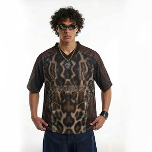 Maglia da Calcio 2026 <span class=keywords><strong>Serie</strong></span> USA-Canada-Messico WEST COAST in Rete con Scollo a V Stampa Leopardata Numero 77 - Top Sportivo Estivo Streetwear Gotico - Product Image 3
