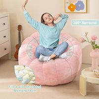 Fauteuil pouf moderne en forme de citrouille en mousse déchiquetée, avec accoudoirs en fausse fourrure, une place, confortable pour dortoir, appartement, chambre