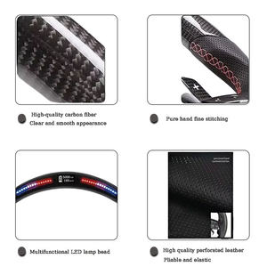 Volante Deportivo de Cuero y Fibra de Carbono en Oferta para Modelos Volkswagen VW Golf 7 <span class=keywords><strong>GTI</strong></span> Golf R MK7 <span class=keywords><strong>Polo</strong></span> <span class=keywords><strong>GTI</strong></span> Jetta con Botón de Claxon - Product Image 6