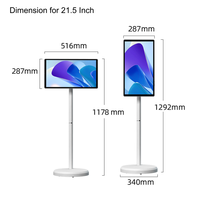 Kiosque mobile TV intelligent sur pied 21,5 pouces Android 15 Écran tactile capacitif 10 points Batterie 27000 mAh Point d'accès Wi-Fi pour la maison, le yoga et les films