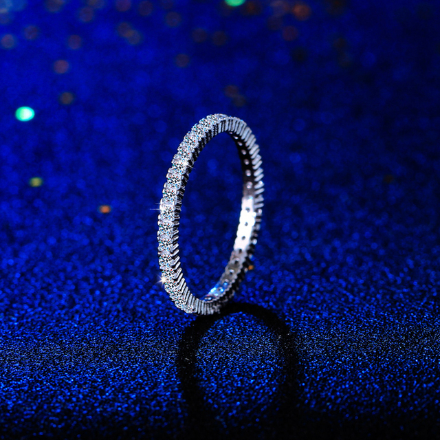 Minimalist Style Stack Rings Rhodium Plated Cubic Zirconia Stone Sterling Silver 925 Women Dainty Stackable Ring for Daily Wear