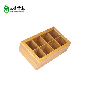 Caja de almacenamiento de bolsitas de té personalizada, estante de madera para almacenamiento de café, caja de almacenamiento de bambú con múltiples compartimentos, estante para bolsitas de té con leche - Product Image 3