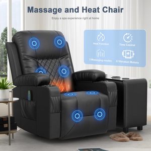 Conjunto de Sillones Reclinables con Calefacción y Masaje, Asientos para Cine en Casa con Consola, Cajón y USB, Sofá Reclinable para Cine - Product Image 5