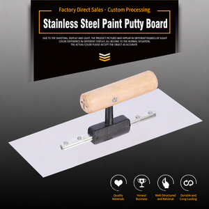 Truelle de maçon en acier inoxydable à bord droit avec manche en bois, outil de plâtrage pour le lissage des murs en ciment et le mortier et la construction - Product Image 6