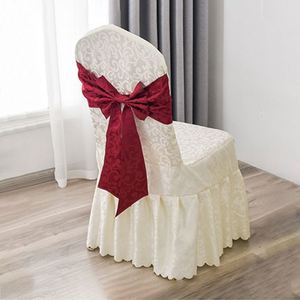 Housses de chaise en polyester lavables en machine, couleurs unies, avec ruban simple et nœud pour événements - Product Image 2