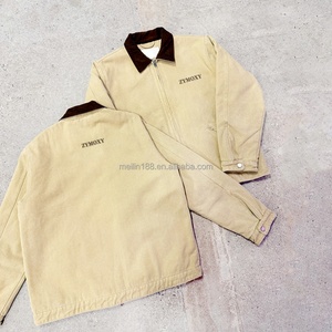 Outdoor Wear Oversized Duck <b>Canvas</b> Cropped Zip up Workwear <b>Jackets</b> Velvet Collar Design Custom Fashion <b>Canvas</b> <b>Jackets</b> for Men - Product Image 1