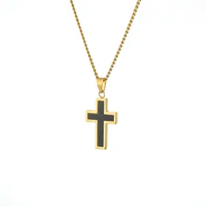 Новое креативное ожерелье с золотым крестом из углеродного волокна, мужское ожерелье из титановой стали, кулон, религиозная бижутерия, мужские ювелирные изделия, подарки