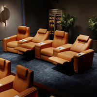 Chaise longue électrique en peau de vache moderne haut de gamme appui-tête rembourré en cuir véritable salon théâtre patron hôtels Villa solide
