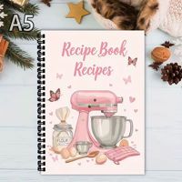 Nouveau design 2026 : Carnet de recettes A5 à couverture rigide pour la pâtisserie, planificateur quotidien, hebdomadaire et mensuel, impression personnalisée, carnet de recettes à spirale