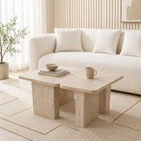 Table basse carrée en dalle de roche, table de salon en pierre naturelle, petite table à thé créative, idéale pour les petits appartements et la maison