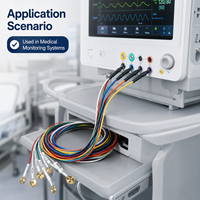 Rangkaian Kabel Silikon IP67 Multi Parameter untuk Monitor Pasien Medis Kustom, Konektor Bundar 10 Pin, OEM/ODM Wiring Harness