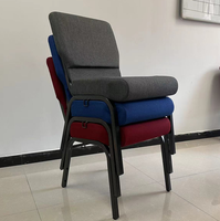 Sillas de Iglesia de Tela Apilables de Metal con Nuevo Diseño de Fábrica 2023 en Venta