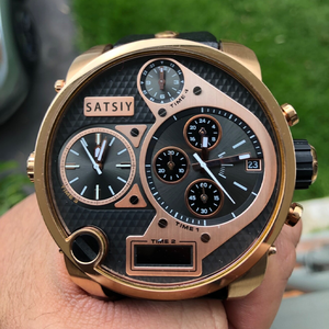 นาฬิกาข้อมือผู้ชาย DIESELA สไตล์เกาหลี รุ่นโครโนกราฟ ตัวเรือนสแตนเลส 316L กันน้ำ 30 เมตร หน้าปัดสีดำ ขนาด 66 มม. เข็มเรืองแสง แสดงวันที่ ระบบควอตซ์ - Product Image 5