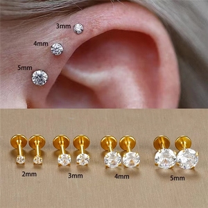 Lot de 2 boucles d'oreilles en titane G23 avec zircon cubique, 20/18/16g, pour <span class=keywords><strong>piercing</strong></span> lèvre, tragus, cartilage, bijoux <span class=keywords><strong>spirale</strong></span> libre pour femme - Product Image 3
