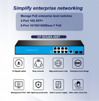 CF FIBERLINK 12-Port 8/PoE 4/10G SFP L3 Managed Network Switch Kapasitas 128Gbps Fungsi QoS SNMP VLAN untuk Penggunaan