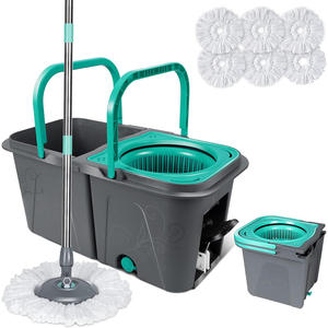 Práctico juego de cubo de <span class=keywords><strong>fregona</strong></span> giratoria separada con mango de acero telescópico plegable para limpieza - Product Image 2