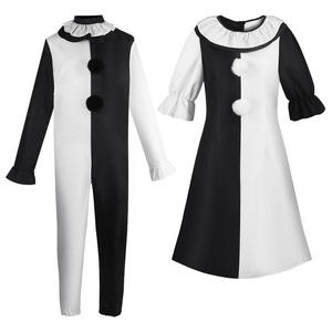 Traje de Terror para Mujer/Hombre, Disfraz de Payaso de Terror para Halloween, Conjunto de Body Blanco y Negro, Ropa Artística de Cine y Televisión - Product Image 1