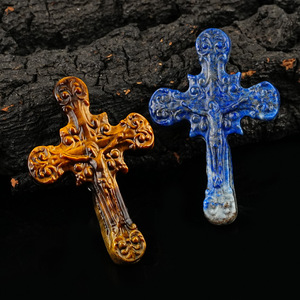 자연 Aventurine 십자가 조각 손 공예 투명 석영 십자가 축복 <span class=keywords><strong>DIY</strong></span> 선물을위한 종교 - Product Image 3