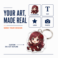 Porte-clés acrylique anime personnalisé 3mm, commande en gros OEM ODM, fermoir pivotant, finition brillante imprimée UV, bords lisses