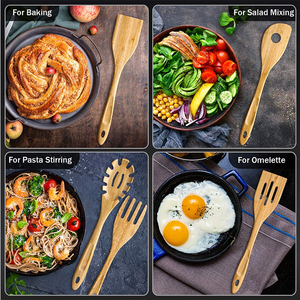 Conjunto de utensilios de cocina de bambú con logotipo personalizado, accesorios suaves naturales respetuosos con el medio ambiente, Premium, 6 piezas - Product Image 4