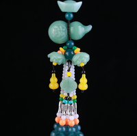 Pendentif amulette de luxe fait à la main en jade vert perlé bouddha charmes de voiture rétroviseur