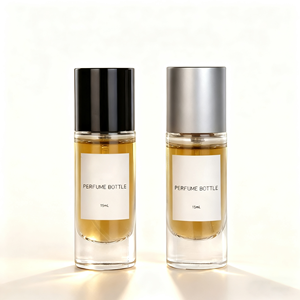 Elegante Flacone di Profumo in Vetro Trasparente Compatto 10ml 15ml con Tappi Lucidi Argento e Nero, Etichetta Minimalista, Pompa <span class=keywords><strong>Spray</strong></span>, Durevole e Portatile - Product Image 2