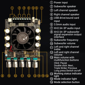 Placa de módulo amplificador de <span class=keywords><strong>altavoz</strong></span> WUZHI AUDIO <span class=keywords><strong>DAS</strong></span> A1 BT 2*160W + 220W Módulo de sonido Original TDA7498E + ADAU1701 con DSP AMP - Product Image 5