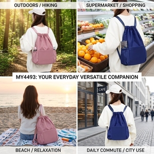 Custom Logo <b>Drawstring</b> <b>Backpack</b> Sports Gym Cinch Sack Bag Waterproof Nylon String <b>Backpacks</b> for Shopping Travel School Wholesale - Product Image 3