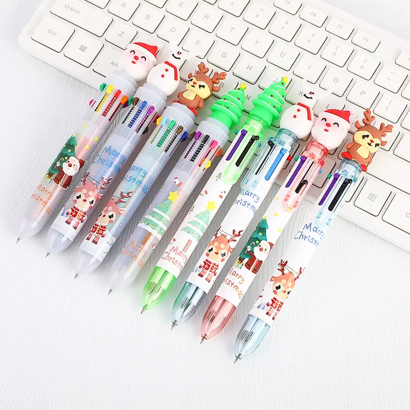 Kerst Cartoon 6 Kleur 10 Kleur Balpen Afdrukbare Logo Handmatige Kleur Verstelbare Creatieve Briefpapier Kerst Bal Pen