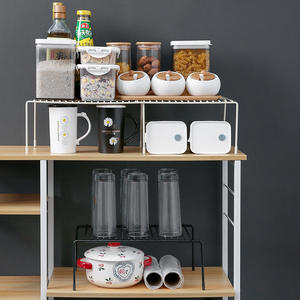 Wholesale LMK260 Retractable Wrought Iron <b>Kitchen</b> Cabinet Dish Utensils Drain Storage Rack Home Condiment Shelf - Product Image 5