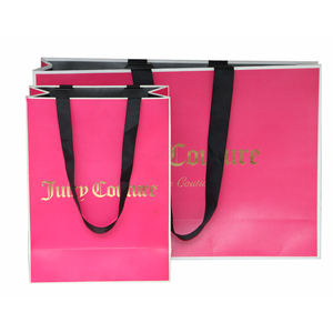 กระเป๋าใส่สินค้ากระดาษสีชมพูกว้างเหนือธรรมชาติสีโรสโกลด์ถุงใส่ของขวัญตามสั่ง - Product Image 2