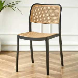 Classic Style <b>Restaurant</b> Furniture Stackable Cafe Plastic Rattan Dining <b>Chair</b> for Home Kitchen - Product Image 4