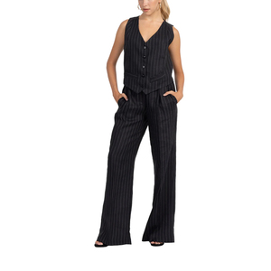 Conjunto de <span class=keywords><strong>Chaleco</strong></span> y Pantalón de Traje para <span class=keywords><strong>Mujer</strong></span> con Rayas Diplomáticas, Hecho a Medida, Estilo Formal para Oficina, <span class=keywords><strong>Chaleco</strong></span> Casual de Negocios - Product Image 1