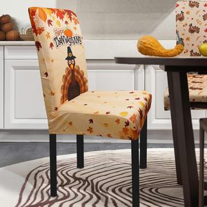 Ensemble de housses de chaises modernes à motif d'arbre 4 Noël sur le thème des vacances pour la salle à manger, la cuisine et le bureau Stock de fournitures de Thanksgiving - Product Image 2