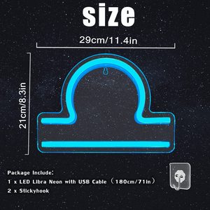 Insegna LED Neon con Simbolo Zodiacale Bilancia per Appassionati di Astrologia/Spiritualità, Ideale per Camera da Letto, Sala Meditazione e Decorazione Murale Spirituale - Product Image 2