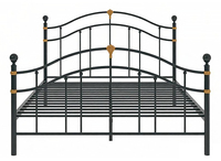 Cadre de lit en fer noir et blanc durable et peu encombrant avec accents dorés pulvérisés, aucun sommier tapissier nécessaire pour la chambre à coucher Uetco