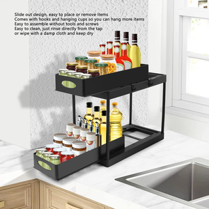 Nouveau sous-armoire coulissante <span class=keywords><strong>panier</strong></span> organisateur <span class=keywords><strong>coulissant</strong></span> sous armoire organisateur 2 niveaux sous évier organisateurs pour salle de bain <span class=keywords><strong>cuisine</strong></span> - Product Image 3