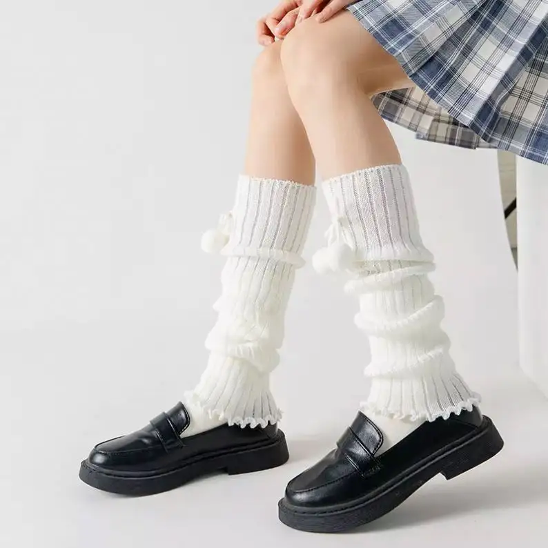 Calzini personalizzati all'ingrosso di moda invernale con Logo personalizzato calzini scaldamuscoli lavorati a maglia da donna