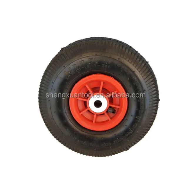 Rueda de goma neumática de alta resistencia, neumático de carro de jardín con eje largo 10x3,50-4, rueda de carro de playa neumática de goma