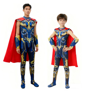 Disfraz de Thor con Capa de Spandex para Hombres y Niños, Cosplay de la Película de Marvel, Traje de Halloween - Product Image 1